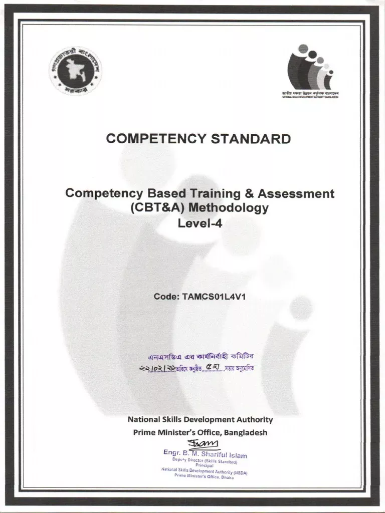 NSDA - CBT&A Level 4 - Certificate of Completion